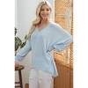 Slickblue Powder Blue Ribbed V Neck Long Sleeve Top, Cozy Lightweight Fabric, Casual & Relaxed Fit, S - 4 of 4