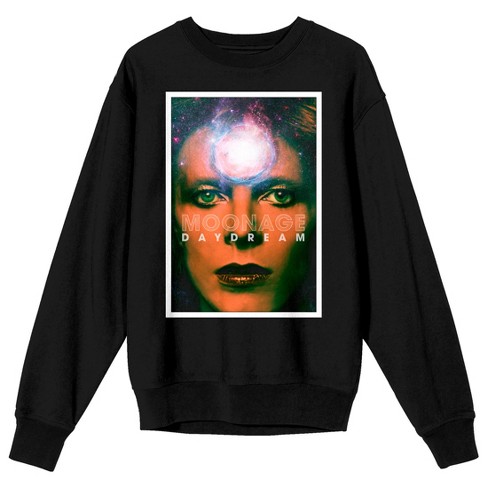 David Bowie Close Up Face Crew Neck Long Sleeve Black Adult Tee - image 1 of 3