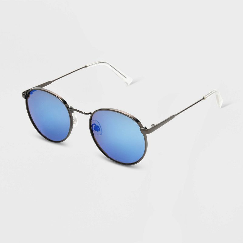 Men&#39;s Shiny Metal Round Sunglasses - Original Use&#8482; Gunmetal Gray, 3 of 4