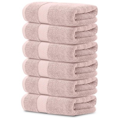 White Classic Luxury 100% Cotton Hand Towels Set Of 6 - 16x30 Pink : Target