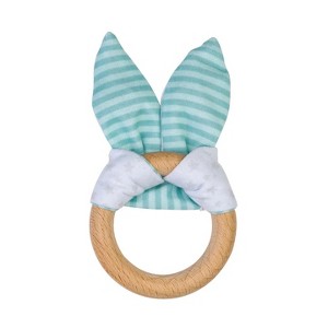 SARO Bunny Teether: Natural Beechwood & Silicone Teething Toy for Sensory Play - 1 of 4