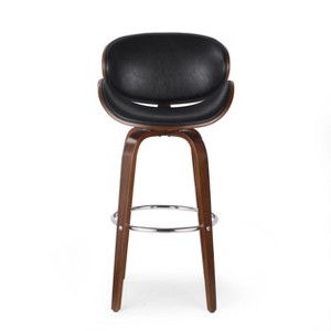 TiramisuBest Set of 2 Bar Stools, 30in Faux Leather Barstool Dining Chairs with PU Upholstery and Steel Frame (Brown) - 1 of 4