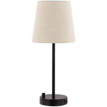 Fowley 18.75 Inch Iron Table Lamp with USB Port - Black - Safavieh.