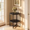 Homy Casa Round 2-Tier End Table with Metal Frame and Wood Shelves, Black Oak - 4 of 4