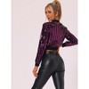 INSPIRE CHIC Women's Glitter Sparkle Long Sleeve Front Zip Party Shiny Crop Bomber Sequin Jackets - 4 of 4
