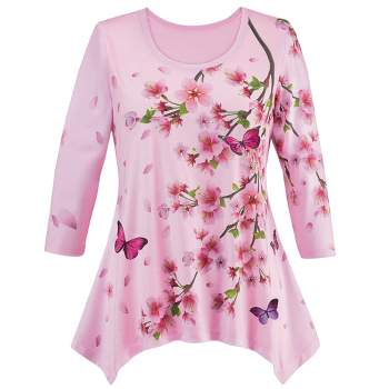 Collections Etc Butterfly And Cherry Blossom Tunic
