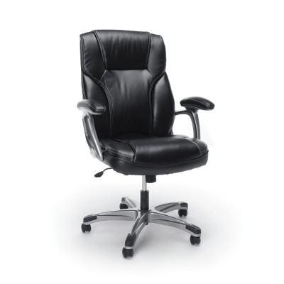 High Back Swivel/Tilt Leather Office Chair Black - OFM