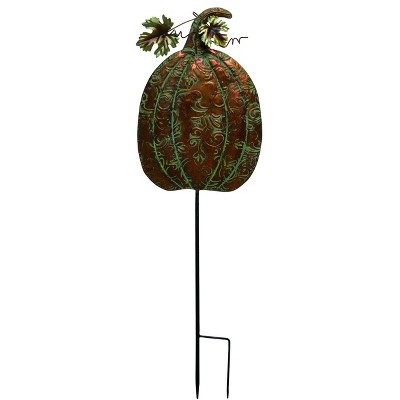 Transpac Metal 32 in. Bronze Harvest Pumpkin Yard Stake