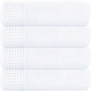 Ultra Soft 4 Pack Oversized Bath Towels, 27x54 inches, 100 Cotton, Highly Absorbent, Quick - Dry, Lightweight - White - 1 of 4