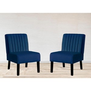 CAVINAS Velvet Upholstered Accent Chair with Minimalist Design,Modern Armless Chairs with Solid Wood Legs for Bedroom,Reading Room,2PC - 1 of 4