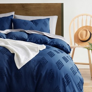 Nestl 3 Piece Tufted Boho Duvet Cover, Textured Duvet Cover Set with Zipper Closure - 1 of 4