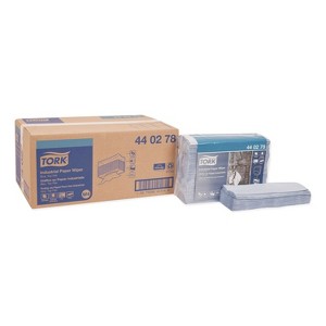 Tork Industrial Paper Wiper, 4-Ply, 12.8 x 16.4, Unscented, Blue, 90/Pack, 5 Packs/Carton - 1 of 4
