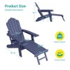 Sonkuki 4-Piece Folding Adirondack Chair with Retractable Ottoman, Fire Pit Patio Chair with Cup Holder Lawn Outdoor Lounge Chair - 3 of 4