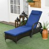Resenkos 2 Reclining Chaise Lounge Chairs, Rolling Outdoor Chairs With Cushion, Pillow, Headrest, Armrests, And Wheels, Brown, Cream White - 3 of 4