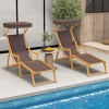 Costway Birch Wood Chaise Lounge Chair with Adjustable Canopy Reclining Backrest & Footrest Brown/Navy - image 4 of 4