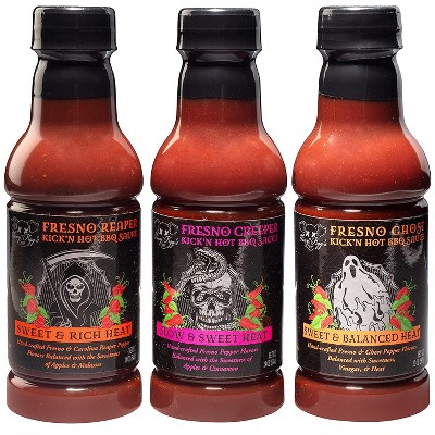 Tony Pigg's Kick'n Hot BBQ Sauce Variety Pack (3 pk, 19oz ea Fresno Reaper, Ghost, Creeper)- Hand Crafted Barbecue Sauce w Fresh Pepper Heat