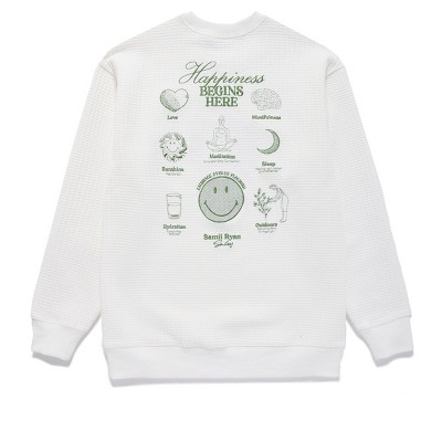 Samii Ryan | Smiley® Flourish Waffle Crewneck, White, Medium, 3