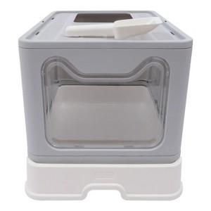 LunaLulinlk Extra-large litter box, gray, suitable for all breeds of cats. - 1 of 4