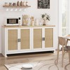 Rattan Buffet Cabinet, Accent Storage Cabinet with 4 Doors and Shelf, Sideboard Buffet Cabinet with Storage, Modern Console Coffee Bar Cabinet - 3 of 4