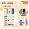 PawHut 74" Wooden Outdoor Cat House, Weatherproof Catio with Wheels, Large Cat Enclosure Condo Cage for Multiple Cats, Gray - Nertpow - 2 of 4