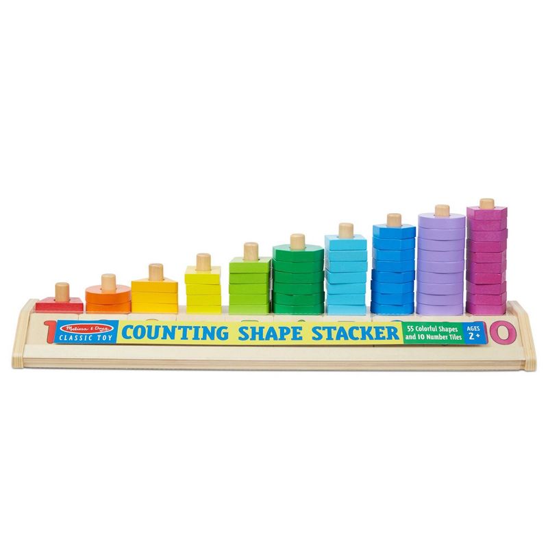 Melissa &#38; Doug Counting Shape Stacker - Wooden Educational Toy With 55 Shapes and 10 Number Tiles, 4 of 13