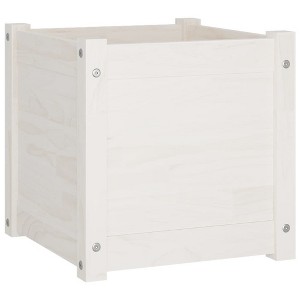 vidaXL Planter White Solid pinewood 15.7 x 15.7 x 15.7 in Planters - 1 of 4