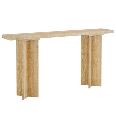 Tribesigns 63-Inch Long Console Table, Modern Sofa Table behind Couch, Foyer Console Accent Stand for Hallway, Entryway, or Living Room, Light Brown