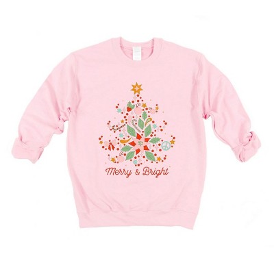 Simply Sage Market Women's Graphic Sweatshirt Merry and Bright Tree Grunge