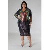 Slickblue Plus Size Women's Multicolor Sequin Dress, V-Cut Neckline, Long Sleeves, Zipper Back, Size 1XL-3XL - 2 of 4