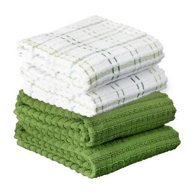John Ritzenthaler Co. Royale Solid/Coordinate Kitchen Towel, 4 Pack