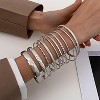 5 Pack Silver Chain Bangles Bracelets Set for Women, Silver Multiple Layered Open Cuff Bangle Anklet Bracelet Elegance Link Beads - 3 of 4