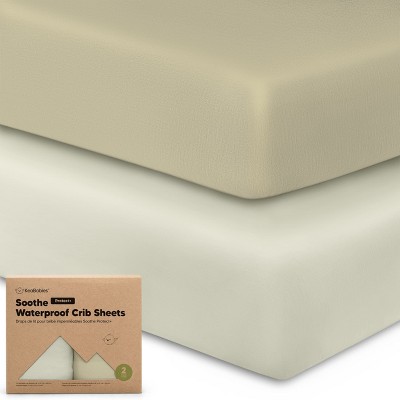 KeaBabies 2pk Soothe Waterproof Fitted Crib Sheets for Girl, Boy, 100% Organic Soft Cotton Crib Mattress Protector Sheet