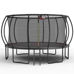 BestParts 14FT Pumpkin Trampoline with Basketball Hoop & Ladder, Black-Red - 1 of 4