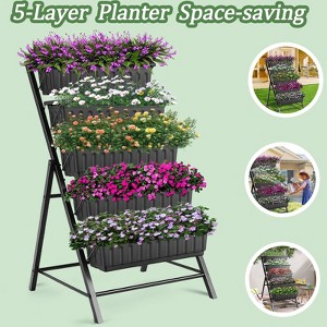 Homdox 5-Tier Vertical Garden Planter - 3.74FT Raised Bed Tower with Hooks for Vegetables & Flowers, Perfect for Patio Yard - 1 of 4