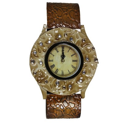 Essential Decor & Beyond Metal Wristwatch Design Wall Clock Decor Accent in Brown