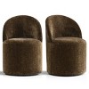 Modern Dining Chairs Set of 2 Chenille Upholstered Dining Chair with Wheels Round Dining Room Chair for Kitchen,Dining Room -Tanpinhause - 2 of 4