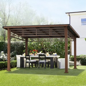 Arceso Hardtop Gazebo, Outdoor Pergola with Metal Roof, Wooden Frame & Permanent Patio Canopy, Pavilion Grill Gazebo for Patio, Backyard, Garden - 1 of 4