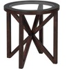 TOAOTBNBO Glass Coffee Table with Wood Tripod, Round Side Table with Anti-Scratch Design, Modern Coffee Tables for Living Room, Cherry - 3 of 4