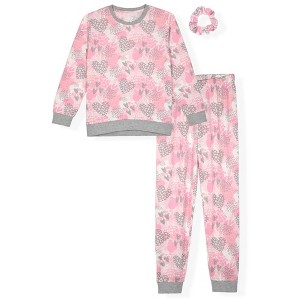 Sleep On It Girls 2-Piece Hacci Pajama Set with Matching Scrunchie - 1 of 4