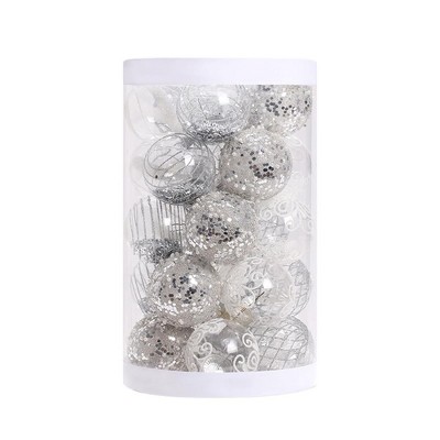 25 Pcs Christmas Tree Ornament Balls, 2.4" Clear Shatterproof Plastic Christmas Decoration Balls, PET Painted for Christmas Tree, Party, Wedding