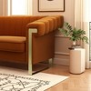 Mocamel Emerald Green Velvet Sofa with Gold Accents - Channel Tufted Mid-Century 3-Seate - 3 of 4