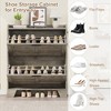 CuisinSmart Shoe Storage Cabinet with 2 Flip Drawers, Freestanding Hidden Slim Shoe Organizer Cabinet with Hooks for Foyer, Hallway, Garage - 3 of 4