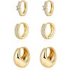 Gold Chunky Hoop Earrings Set for Women, 14K Gold Plated Twisted Huggie Hoop Earring Thick Open Lightweight Chunky Hoop - 4 of 4