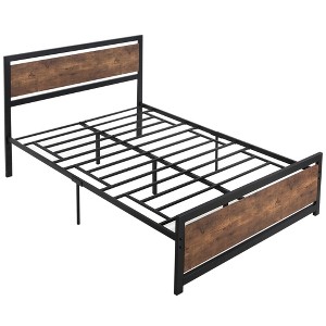 HOMCOM Full Platform Bed Frame with Headboard & Footboard, Strong Metal Slat Support Full Bed Frame w/ Underbed Storage Space, No Box Spring Needed - 1 of 4