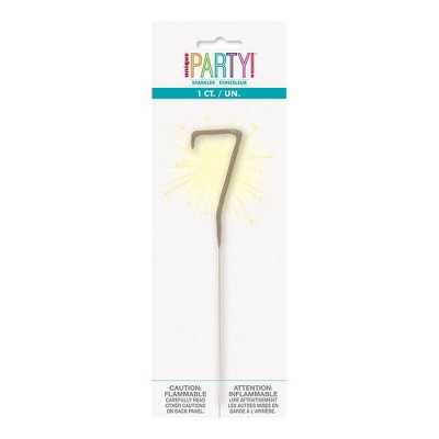 Number 7 Sparkler Flame Cake Candle