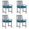vidaXL Patio Chair Set of 4 Gray Solid acacia wood Standard Durable - 2 of 4