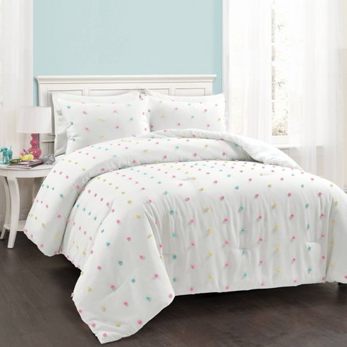 3pc Full queen Kids Rainbow Tufted Dot Oversized Comforter Set