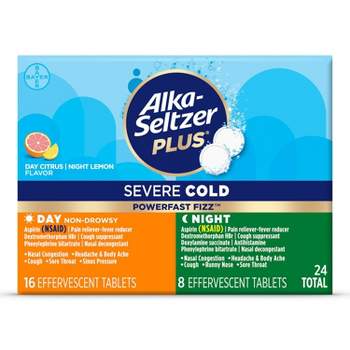 Alka-Seltzer Plus PowerFast Fizz NSAID Severe Cold & Cough Treatment - Citrus Lemon - 24ct