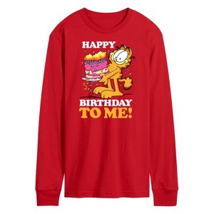 Men's - Garfield - Happy Birthday To Me Long Sleeve Graphic T-Shirt - 1 of 3