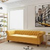 ORRD Velvet Tufted Sectional, 3-Seater Sofa with Rolled Arms & Nailhead Trim (Mango) - 2 of 4